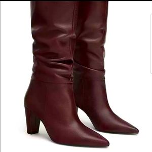 NWT Zara burgundy high boots